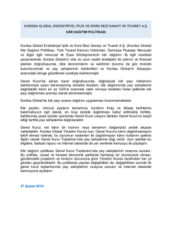 K&acirc;r Dağıtım Politikası