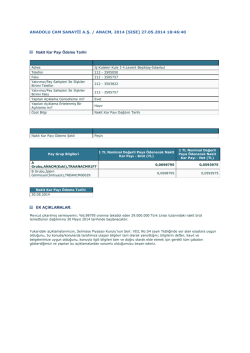 27.05.2014 Nakit K&acirc;r Payı Dağıtım Tarihi