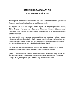 BİM Kar Dağıtım Politikası