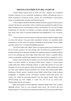 ERGENLE İLETİŞİM İ&Ccedil;İN BEŞ ANAHTAR