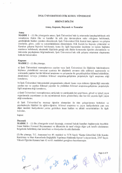 İpek &Uuml;niversitesi Etik Kurul Y&ouml;nergesi