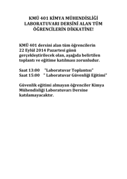 km&uuml; 401 kimya m&uuml;hendisliği laboratuvarı dersini alan t&uuml;m