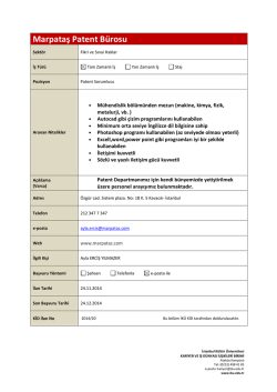 Marpataş Patent B&uuml;rosu - İstanbul K&uuml;lt&uuml;r &Uuml;niversitesi