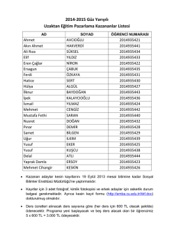kazananlar listesi kesin kayıt işlemleri ile ilgili bilgiler.