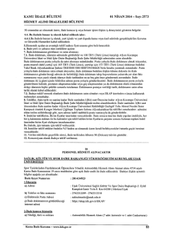 KAMU İHALE B&Uuml;LTENİ 01 NİSAN 2014 - sayı