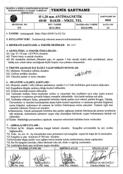 Teknik Şartname - Makina ve Kimya End&uuml;strisi Kurumu