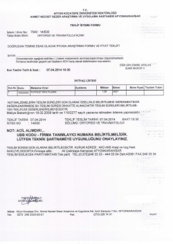Istem /Alım No: - Afyon Kocatepe &Uuml;niversitesi