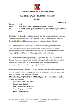 Duyuru 1 - Spor Genel M&uuml;d&uuml;rl&uuml;ğ&uuml;