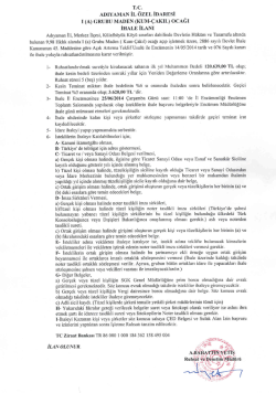 T.C. ADIYAMAN İL &ouml;zEL İDARESİ 1 (A) GRUBU MADEN (KUM