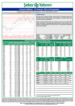 Teknik B&uuml;lten 13 Kasım 2014 Perşembe