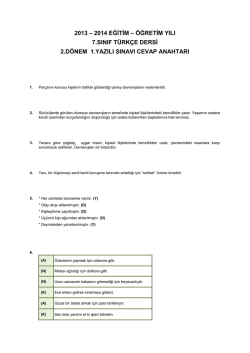 2013 – 2014 EĞİTİM – ÖĞRETİM YILI 7.SINIF TÜRKÇE DERSİ 2