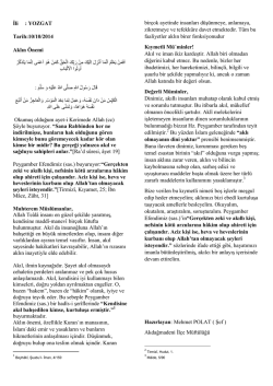 aklın &ouml;nemi - Yozgat İl M&uuml;ft&uuml;l&uuml;ğ&uuml;