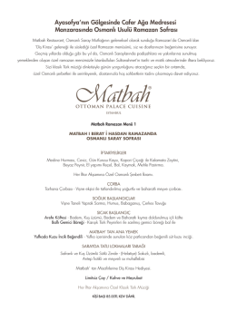 Men&uuml; 1 - Matbah Restaurant