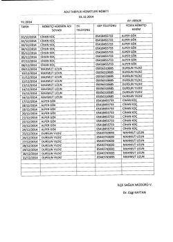 ADLİ TABİPLİK HİZMETLERİ N&Ouml;BETİ