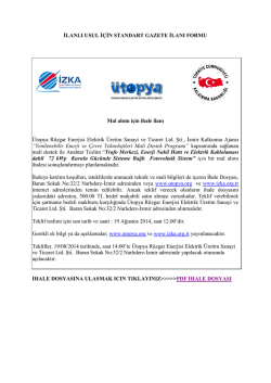 İLANLI USUL İ&Ccedil;İN STANDART GAZETE İLANI FORMU