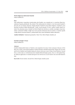 Dil ve Edebiyat Araştırmaları, S. 9, Kış 2014 Metin Eloğlu