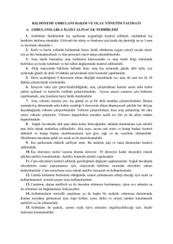 KIŞ D&Ouml;NEMİ AMBULANS BAKIM VE OLAY Y&Ouml;NETİM TALİMATI A