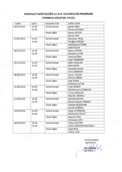 KoNYAALTı M&Uuml;FT&Uuml;L&Uuml;Ğ&Uuml; A.i.R.B. HUzuREvLERi PROĞRAMI