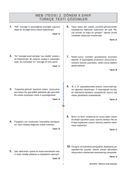 Türkçe Testi Çözümü - Fen Bilimleri Dershanesi