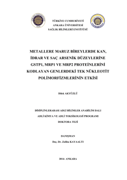 metallere maruz bireylerde kan, idrar ve sa&ccedil; arsenik d&uuml;zeylerine