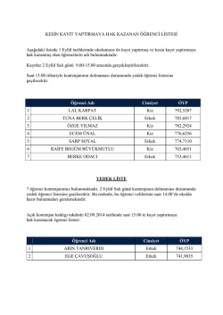 KESİN KAYIT YAPTIRMAYA HAK KAZANAN &Ouml;ĞRENCİ LİSTESİ