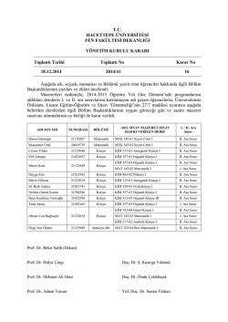 2014-2015 G&uuml;z D&ouml;nemi mazeret sınav hakkı verilen &ouml;ğrenciler