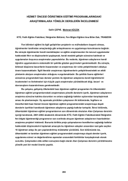 hizmet &ouml;ncesi &ouml;ğretmen eğitimi programlarındaki araştırmalara