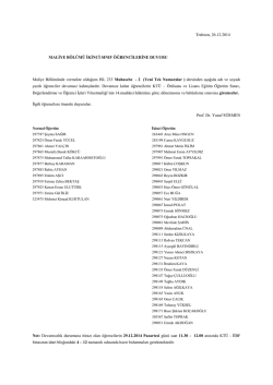 Trabzon, 26.12.2014 MALİYE BÖLÜMÜ İKİNCİ