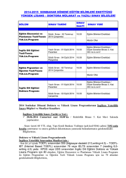 2014-2015 SONBAHAR D&Ouml;NEMİ EĞİTİM BİLİMLERİ ENSTİT&Uuml;S&Uuml;