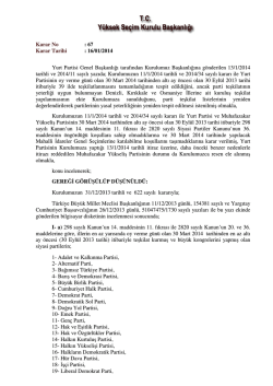 2014/67 - Y&uuml;ksek Se&ccedil;im Kurulu Başkanlığı