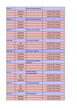 ENG 311 Etkin Konuşma Becerisi Pazartesi 14:00