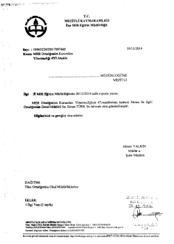 İl&ccedil;e Milli Eğitim M&uuml;d&uuml;rl&uuml;ğ&uuml; Yazısı