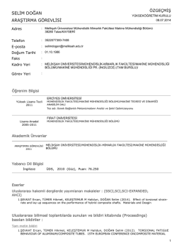 CV - Makine M&uuml;hendisliği