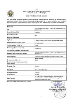 KİMYEVİ G&Uuml;BRE TESCİL BELGESİ
