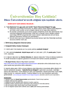 Üniversitemize Hoş Geldiniz! - Düzce Üniversitesi Öğrenci İşleri