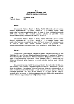 01.04.2014 Tarihli Y&ouml;netim Kurulu Kararlar