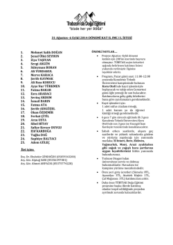 31 Ağustos- 6 Eyl&uuml;l 2014 D&Ouml;NEMİ KAT IL IMC I L İSTESİ 1. Mehmet