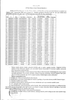 İlan Metni - Isparta İl &Ouml;zel İdaresi