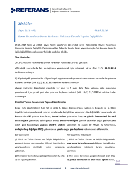 2014-021 Yatırımlarda Devlet Yardımları Hakkında Kararda Yapılan