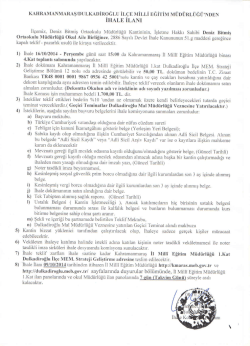 Deniz Bitmiş Ortaokulu Kantin İhale İlanı