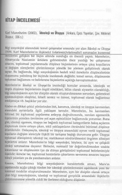 Kitap İncelemesi: Karl Manheim, İdeoloji ve &Uuml;topya