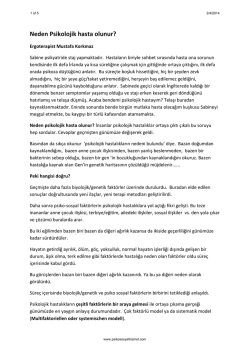 Neden Psikolojik hasta olunur