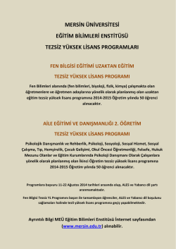 Mersin &Uuml;niversitesi Tezsiz Y&uuml;ksek Lisans Tanıtım Duyurusu