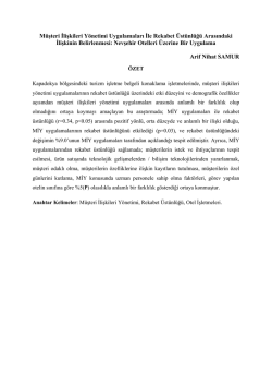 M&uuml;şteri İlişkileri Y&ouml;netiminin Rekabet &Uuml;st&uuml;nl&uuml;ğ&uuml;ne Etkisi:Nevşehir