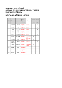 Turizm İşletmeciliği DR - ÇOMÜ