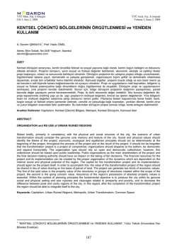 KENTSEL &Ccedil;&Ouml;K&Uuml;NT&Uuml; B&Ouml;LGELERİNİN