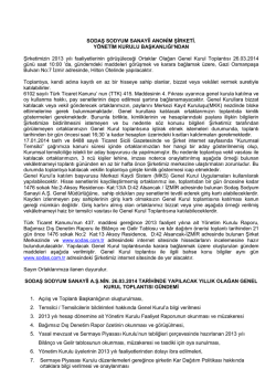 2013 yılı faaliyeti ile ilgili olağan toplantıya davet (26.03.2014)