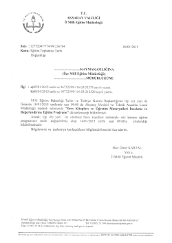 "LC, AKSARAY vALiLiĞi iı Mim Eğiiim Müdürlüğü