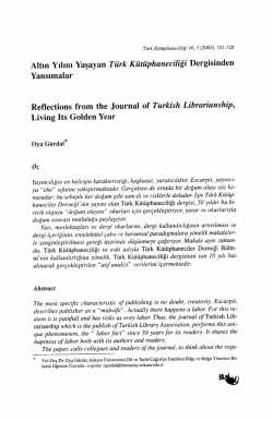 Altın Yılını Yaşayan Türk Kütüphaneciliği Dergisinden Yansımalar