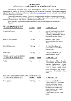 Mimar Sinan G&uuml;zel Sanatlar &Uuml;niversitesi &Ouml;ğretim &Uuml;yesi Alım İlanı